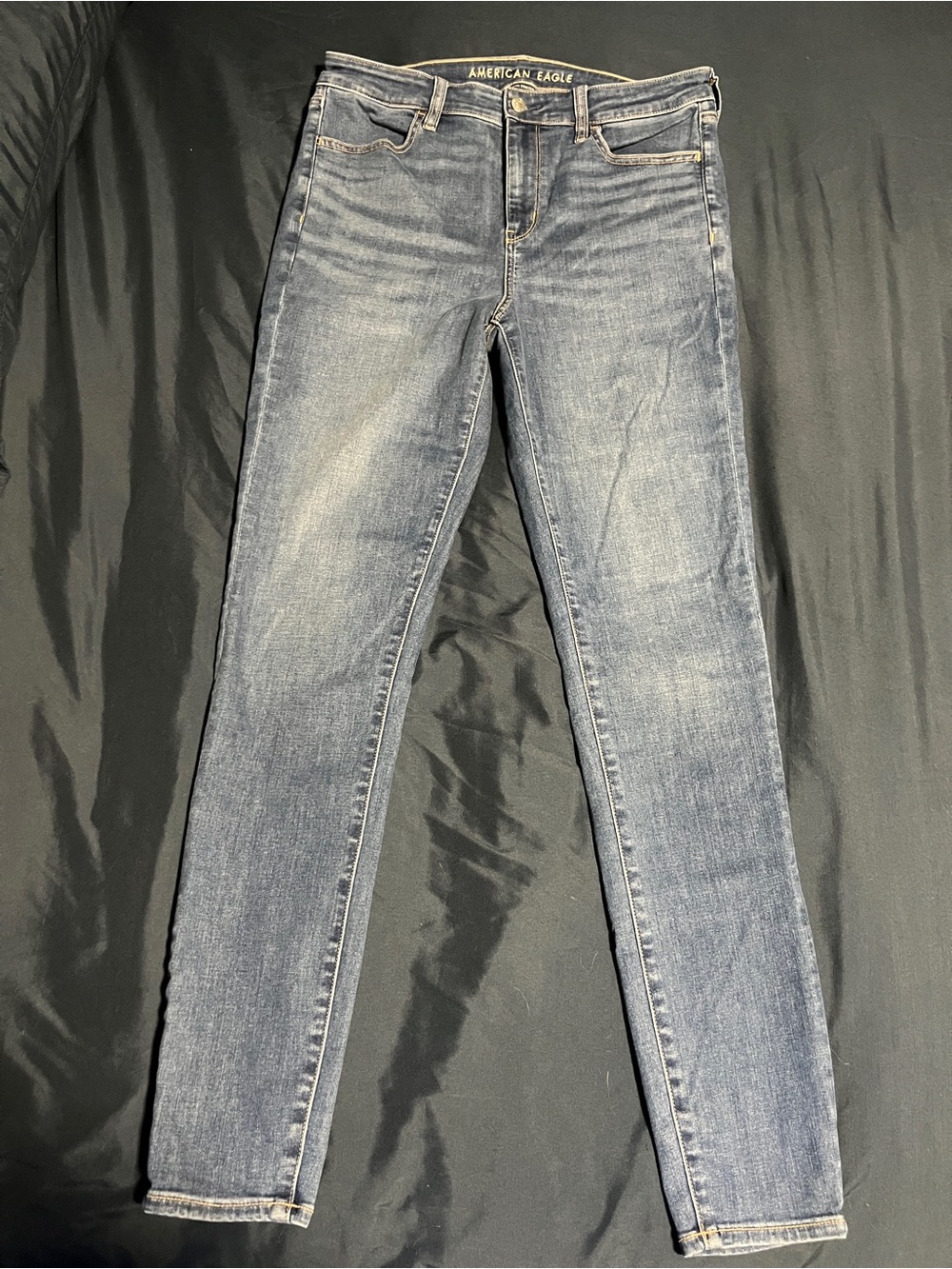 American Eagle Outfitters Women's Faded Blue Skinny Jeans X-Long